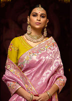 Monjolika Fashion Embroidered Sequins Zari Traditional Saree in Purple & Pink - Distacart