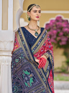 Monjolika Fashion Silk Foil Print Classic Saree In Hot Pink - Distacart