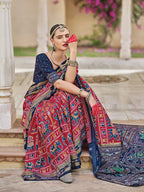 Monjolika Fashion Silk Foil Print Classic Saree In Hot Pink - Distacart