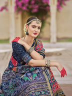 Monjolika Fashion Silk Foil Print Classic Saree In Hot Pink - Distacart