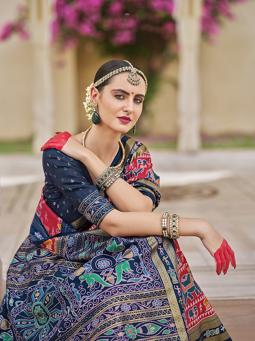Monjolika Fashion Silk Foil Print Classic Saree In Hot Pink - Distacart