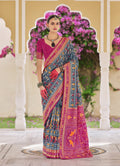 Monjolika Fashion Silk Foil Print Classic Saree In Grey - Distacart
