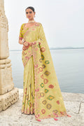 Monjolika Fashion Silk Blend Stone Green Classic Saree