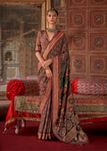 Monjolika Fashion Silk Blend Brown Printed Contemporary Saree