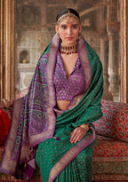 Monjolika Fashion Silk Blend Green Printed Contemporary Saree