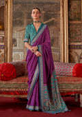 Monjolika Fashion Silk Blend Magenta Printed Contemporary Saree