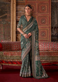 Monjolika Fashion Silk Blend Dark Green Printed Contemporary Saree