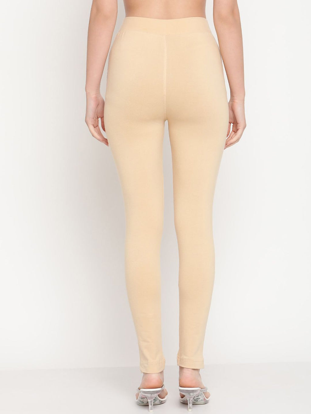 TAG 7 Women Set Of 2 Solid Beige & Red Leggings