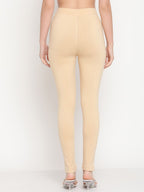 TAG 7 Women Set Of 2 Solid Beige & Red Leggings
