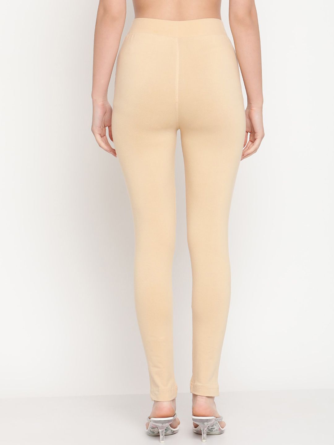 TAG 7 Women Set Of 2 Solid Beige & Red Leggings