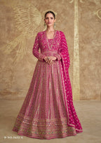Anaita Pink Real Georgette Sequins Embroidered Anarkali Salwar Suit - Distacart