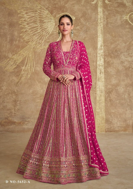Anaita Pink Real Georgette Sequins Embroidered Anarkali Salwar Suit