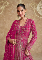 Anaita Pink Real Georgette Sequins Embroidered Anarkali Salwar Suit - Distacart