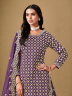 Monjolika Fashion Jacquard Work Dola Purple Readymade Lehenga Choli