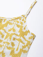 Sangria Women Mustard Yellow & Yellow Printed Cotton Kurta