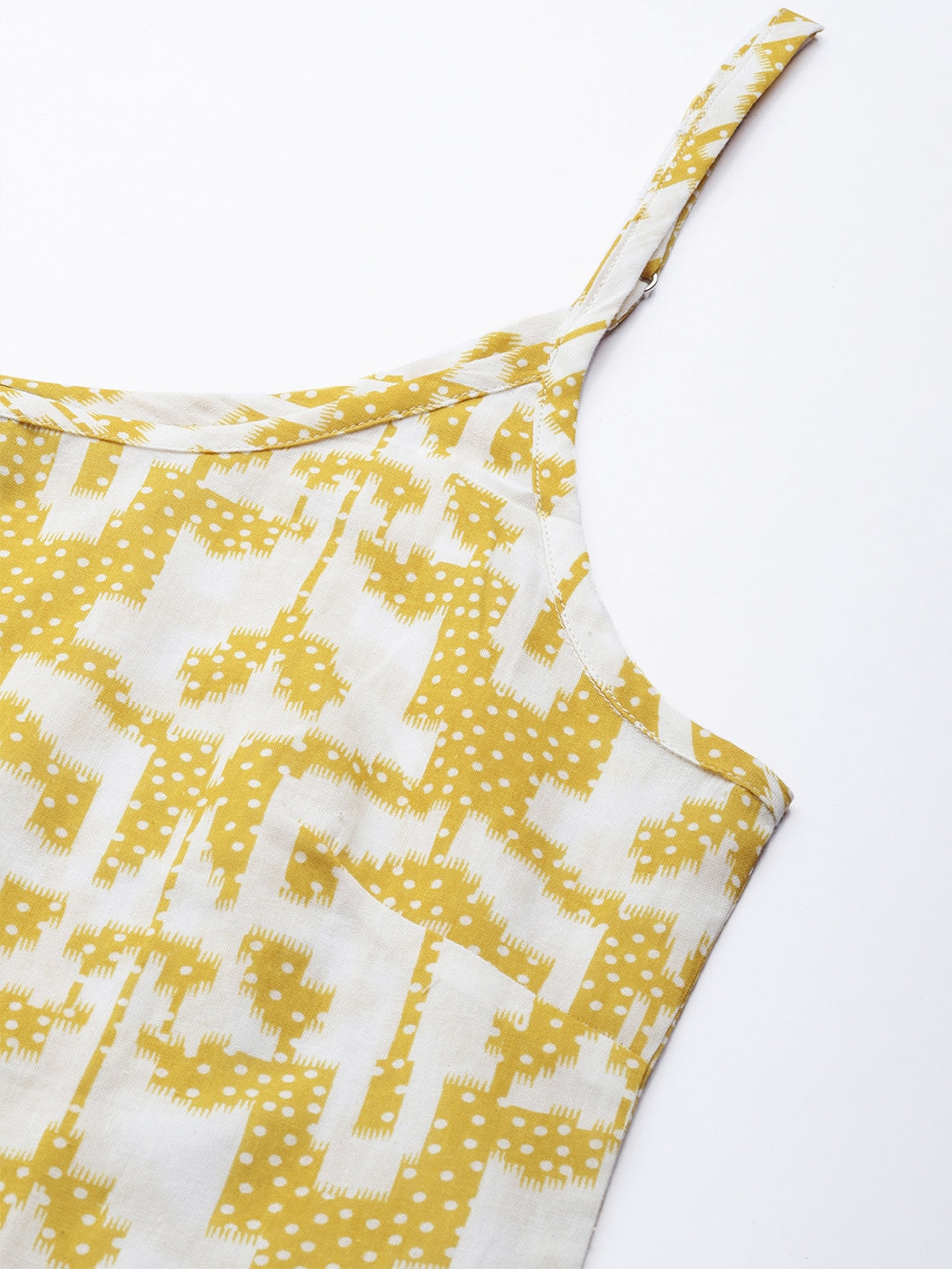 Sangria Women Mustard Yellow & Yellow Printed Cotton Kurta