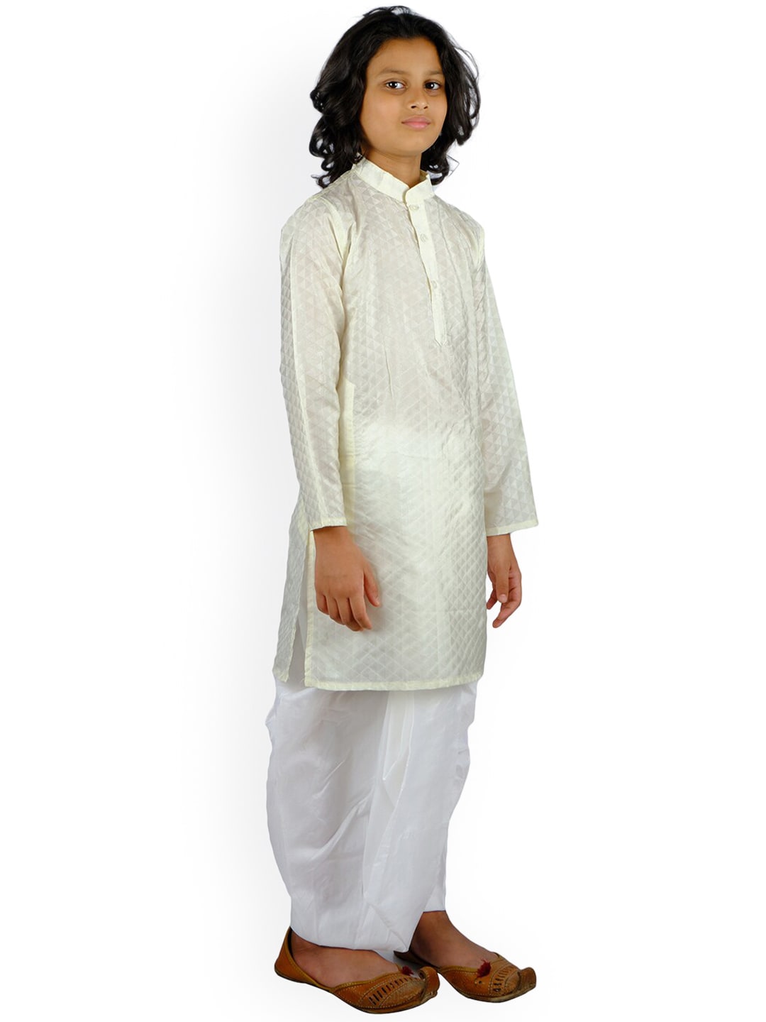 Sethukrishna Boys Cream-Coloured Kurti with Salwar