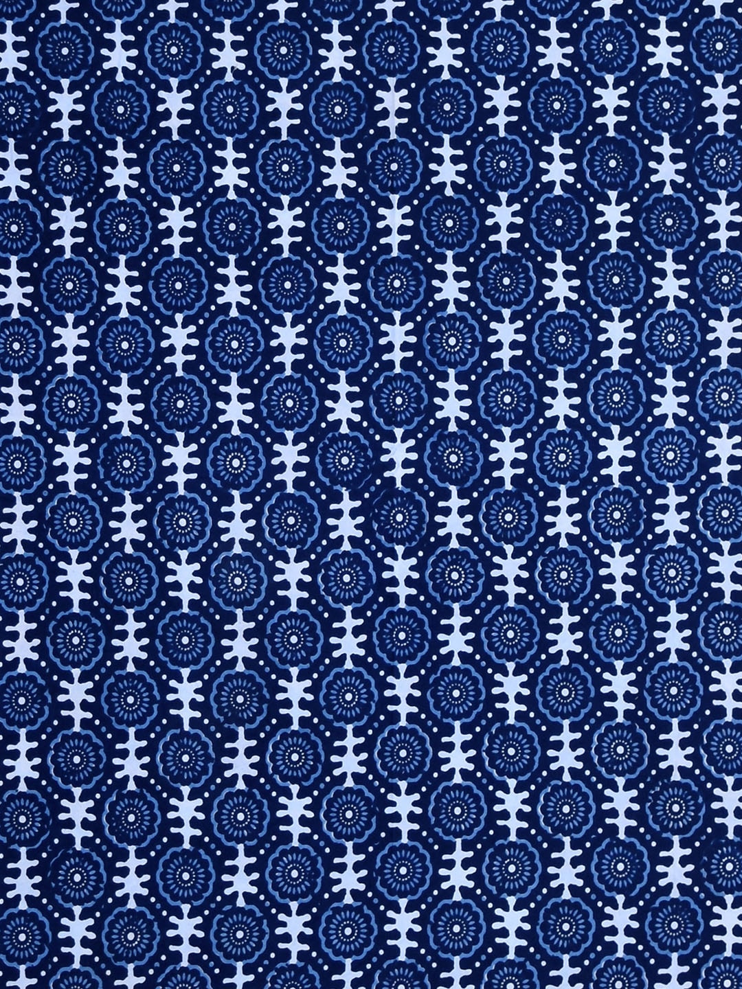 Rajasthan Decor Navy Blue Block Print 144 TC Cotton 1 Single Bedsheet with 2 Pillow Covers