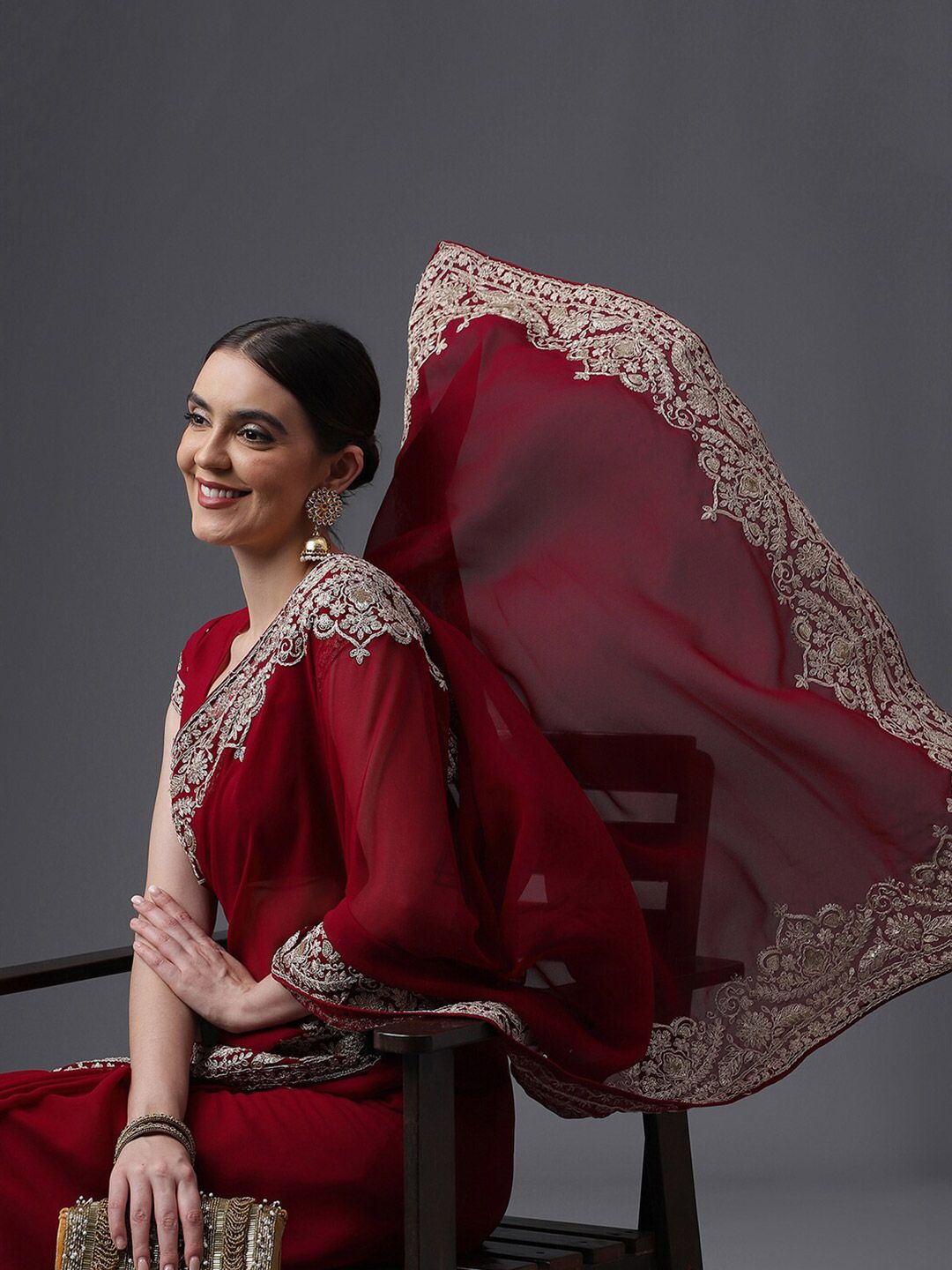 kasee Embroidered Poly Georgette Saree - Distacart