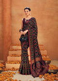 Monjolika Fashion Black Georgette Printed Festival Designer Saree