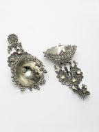 NVR Women's Silver Plated Mirror Work Oxidised Contemporary Jhumka Earrings - Distacart