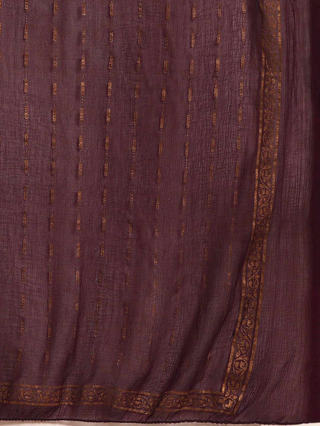 Sangria Women Burgundy & Golden Ethnic Motifs Printed Kurta with Sharara & Dupatta - Distacart