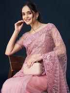 kasee Geometric Embroidered Sarees - Distacart