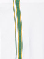 Sethukrishna Boys White & Green Pure Cotton Shirt with Dhoti