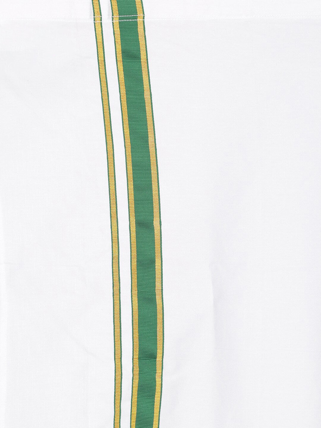 Sethukrishna Boys White & Green Pure Cotton Shirt with Dhoti