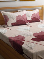 KLOTTHE Beige Floral 300 TC Cotton Blend Double Bedsheet Set - Distacart