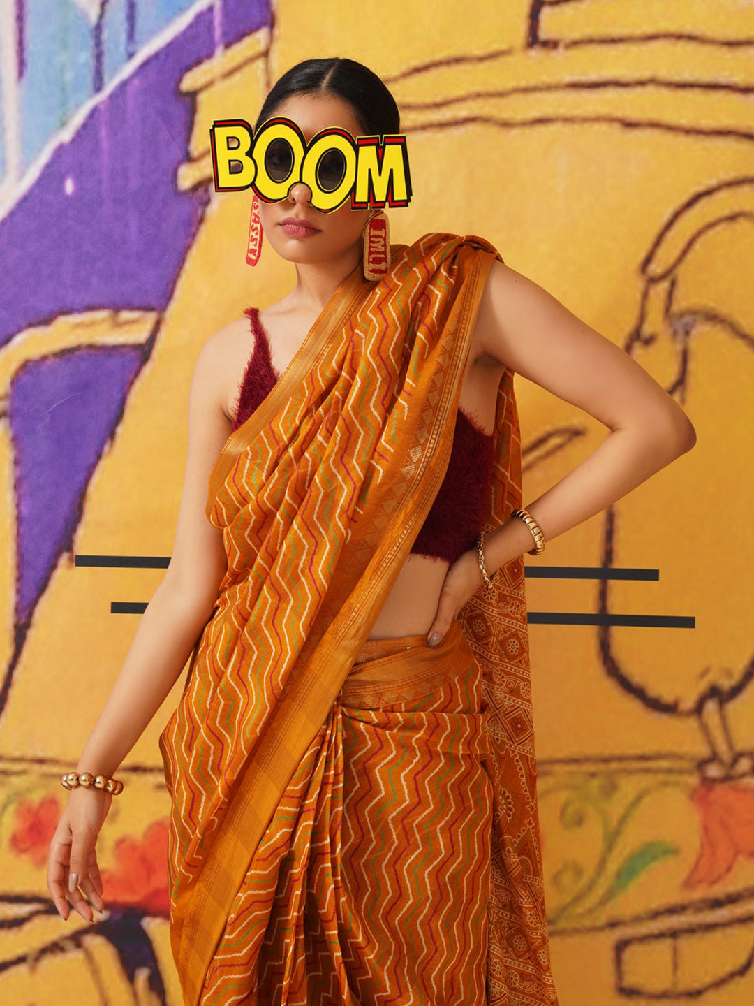 Tikhi Imli Leheriya Zari Jute Silk Ready to Wear Saree