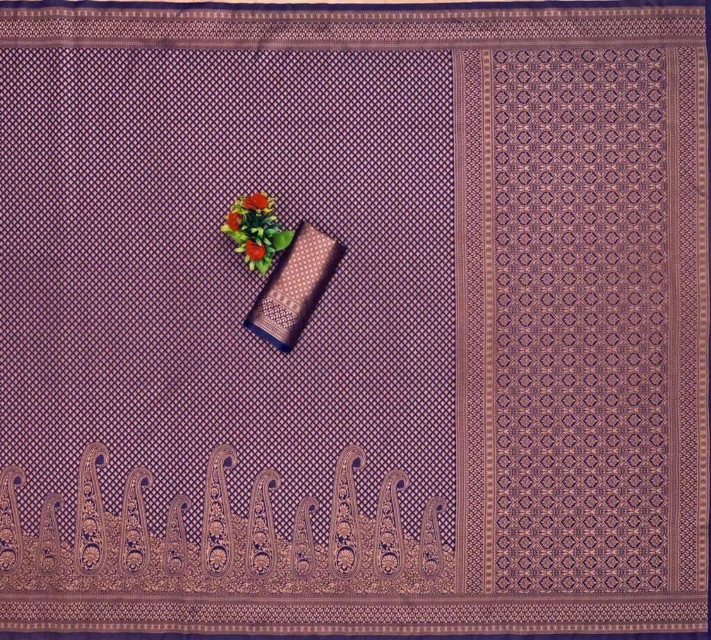 DEIANA'S Beautiful Designer Golden zari Soft Lichi Silk Saree - Purple