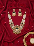 Jewel City Traditional Gold-Plated Pearl Necklace Set Featuring Matching Jhumka Earrings - Distacart