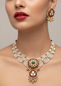 Jewel City Traditional Handcrafted Gold-Plated Kundan Pearl Necklace Set