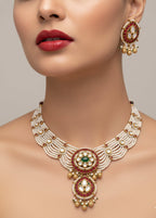 Jewel City Traditional Handcrafted Gold-Plated Kundan Pearl Necklace Set