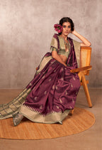 Monjolika Fashion Weaving Bhagalpuri Silk Blend Wine Contemporary Saree