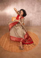Monjolika Fashion Weaving Bhagalpuri Silk Blend Light Grey Contemporary Saree