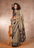 Monjolika Fashion Weaving Bhagalpuri Silk Blend Light Grey Contemporary Saree