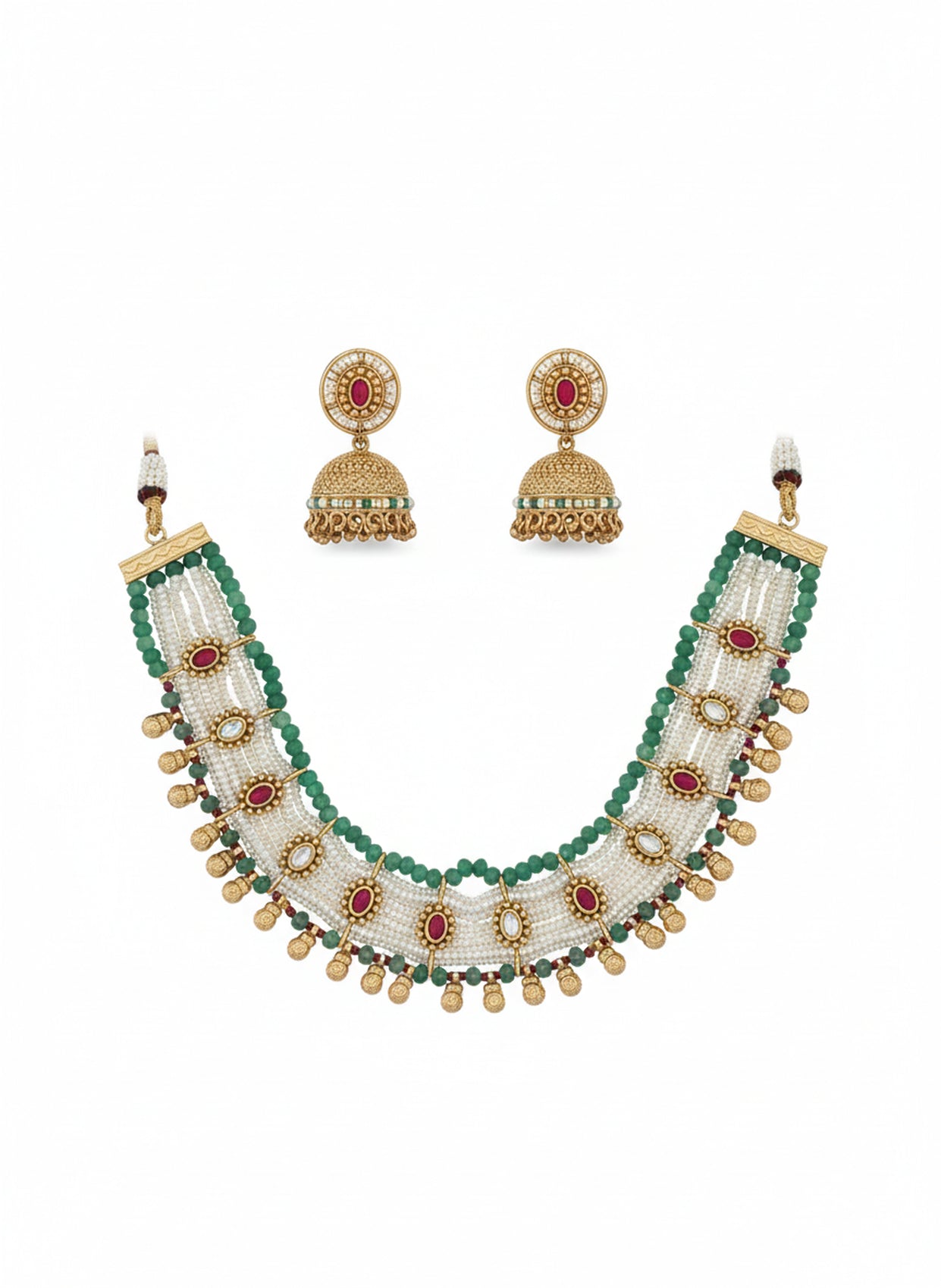 Jewel City Traditional Handcrafted Multi-Color Choker Necklace Set