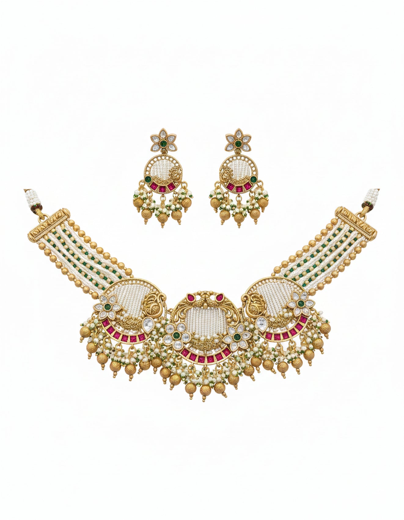 Jewel City Exquisite Handcrafted Gold-Plated Temple Jewelry Necklace Set, Inspired By Timeless South Indian Heritage