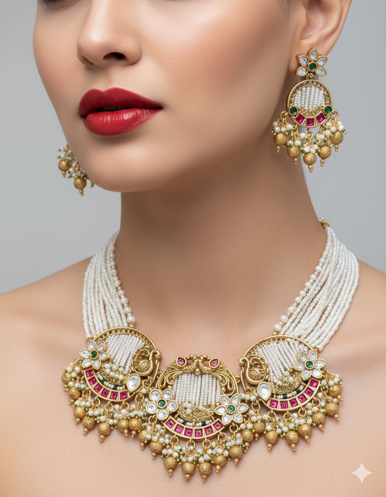 Jewel City Exquisite Handcrafted Gold-Plated Temple Jewelry Necklace Set, Inspired By Timeless South Indian Heritage