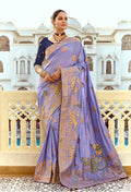 Monjolika Fashion Silk Blend Weaving Lavender Traditional Saree