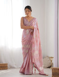 Monjolika Fashion Georgette Sequins Pink Color Classic Saree