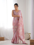 Monjolika Fashion Georgette Sequins Pink Color Classic Saree