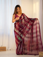 Monjolika Fashion Georgette Sequins Maroon Color Classic Saree