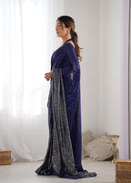 Monjolika Fashion Blue Georgette Party Wear Saree with Sequins Work