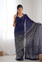 Monjolika Fashion Blue Georgette Party Wear Saree with Sequins Work