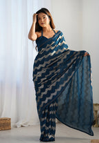 Monjolika Fashion Morpeach Sequins Work Georgette Trendy Saree