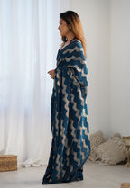 Monjolika Fashion Morpeach Sequins Work Georgette Trendy Saree