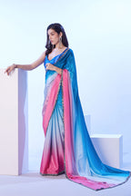 Monjolika Fashion Multicolour Lace Ceremonial Chinon Classic Saree